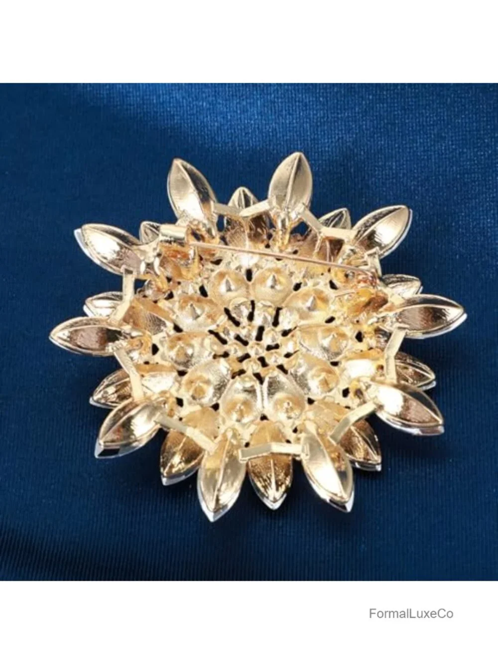Rhinestone Flower Brooch Pin 2.55